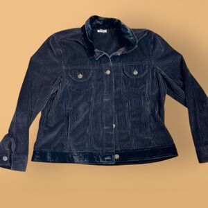 J JILL Y2K CORDUROY AND VELVET  BLACK, BUTTON DOWN JACKET Size Large L